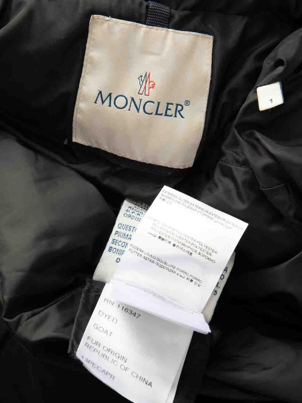 Moncler Black Long Line Fur Hem Puffer Coat Size XS For Sale 2