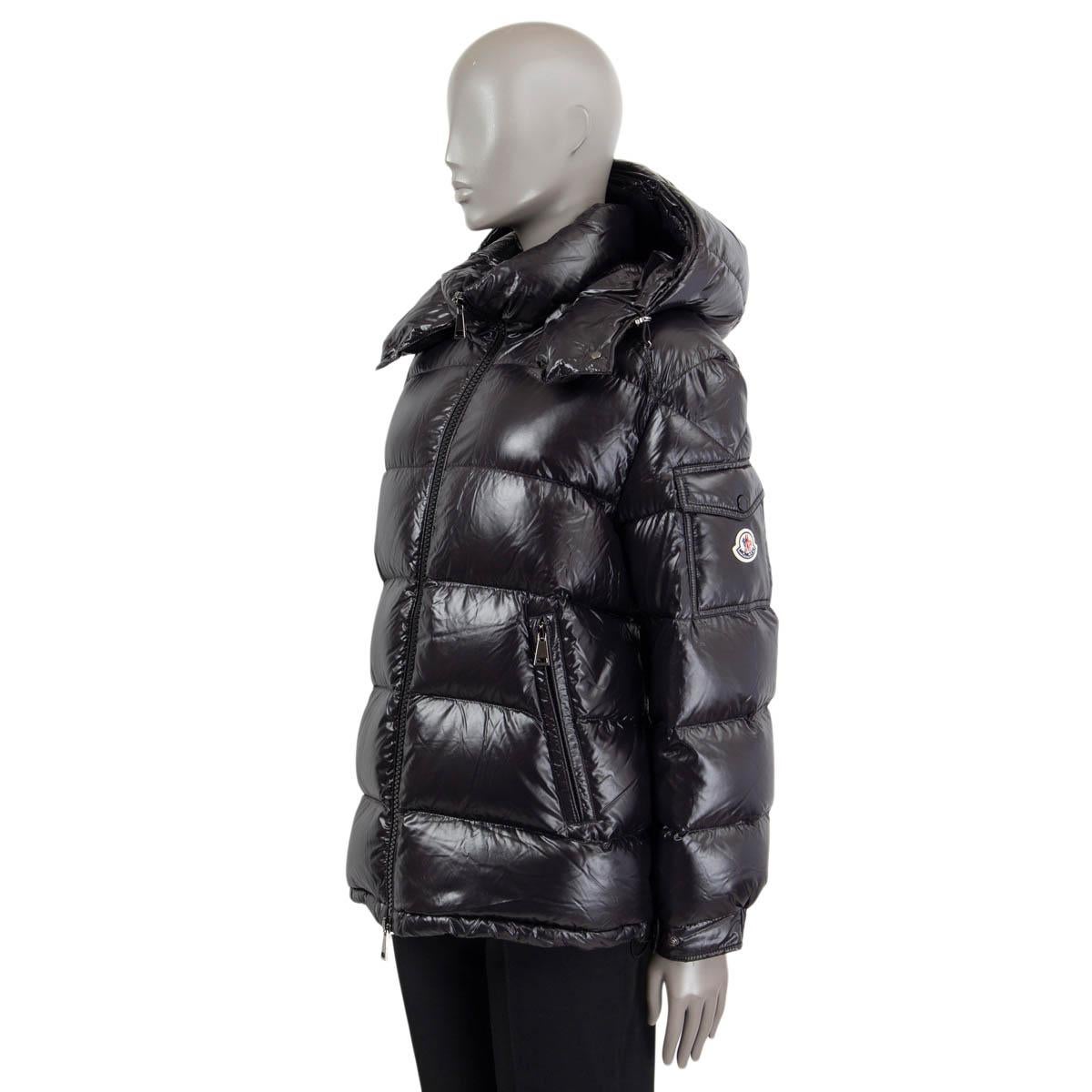 Veste noire MONCLER MARIE SHINY PUFFER DOWN Jacket 4 XL Pour femmes en vente