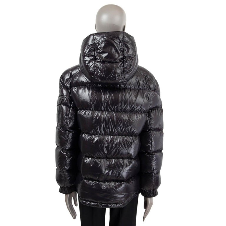 MONCLER black MARIE SHINY PUFFER DOWN Jacket 4 XL For Sale at 1stDibs