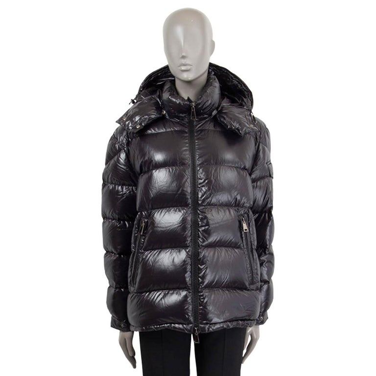 MONCLER black MARIE SHINY PUFFER DOWN Jacket 4 XL For Sale at 1stDibs