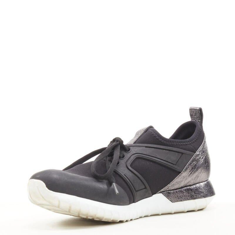 Black MONCLER black neoprene plastic caged metallic leather heel sports sneaker EU37 For Sale