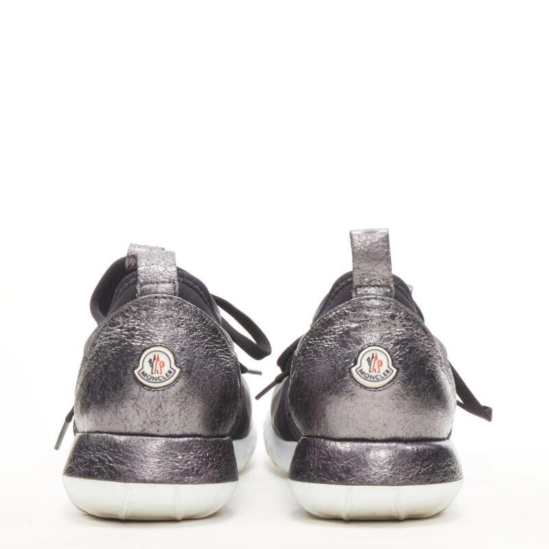 Women's MONCLER black neoprene plastic caged metallic leather heel sports sneaker EU37 For Sale