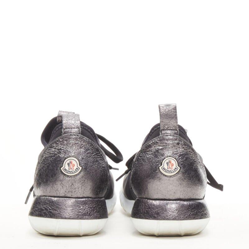 MONCLER black neoprene plastic caged metallic leather heel sports sneaker EU37 In Good Condition For Sale In Hong Kong, NT