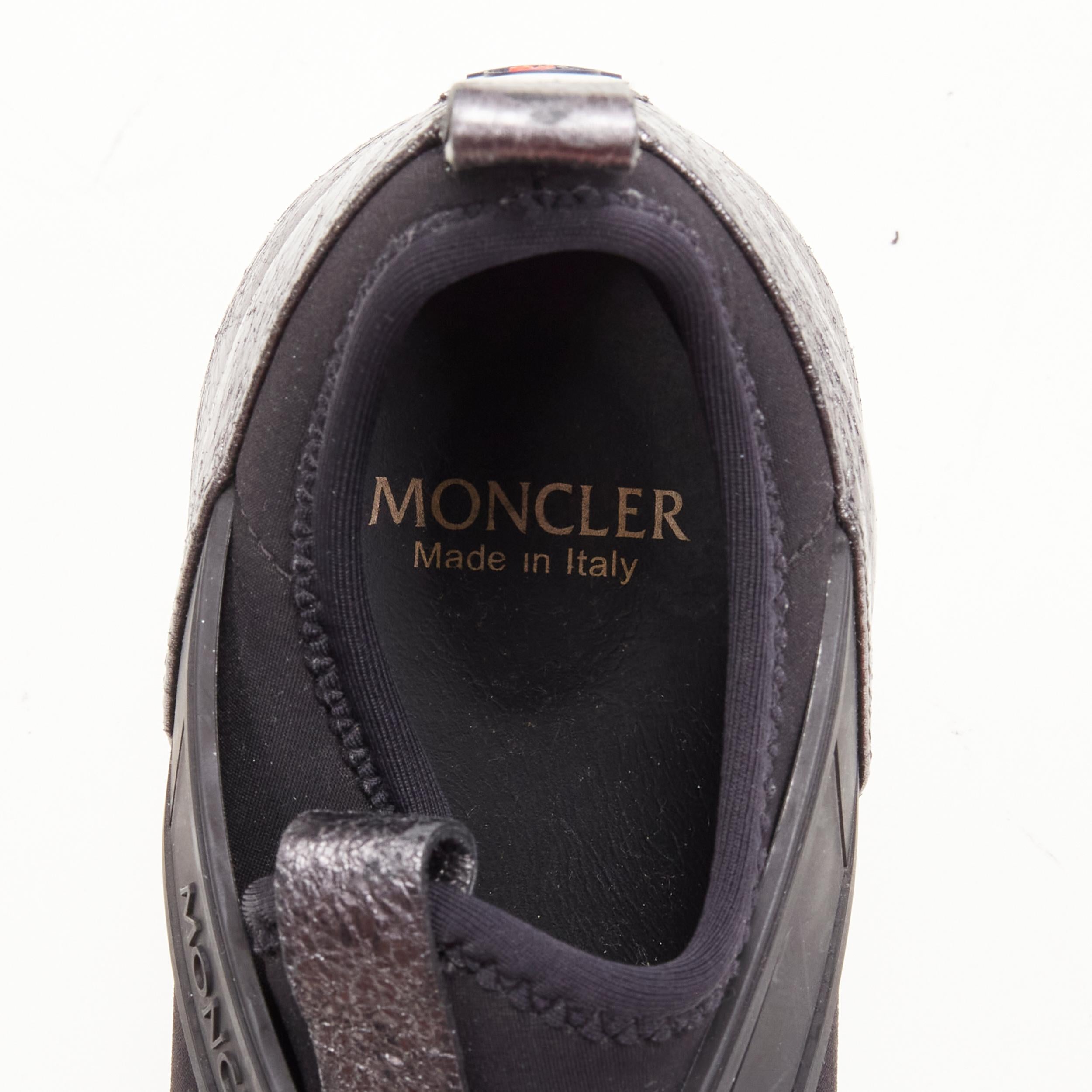 MONCLER black neoprene plastic caged metallic leather heel sports sneaker EU37 2