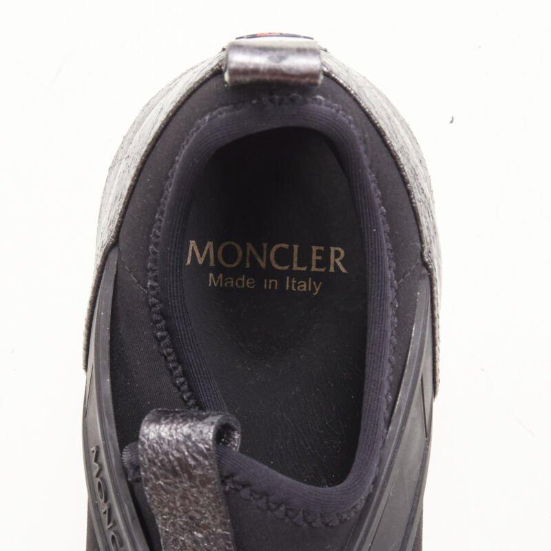 MONCLER black neoprene plastic caged metallic leather heel sports sneaker EU37 For Sale 4