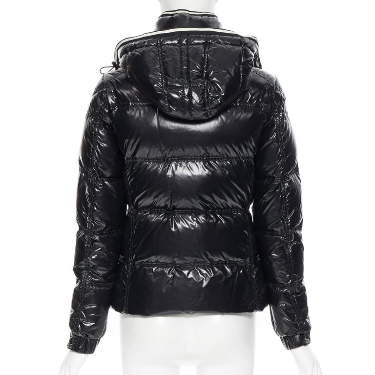 MONCLER black nylon down feather removable hood puffer jacket US0 XS at  1stDibs