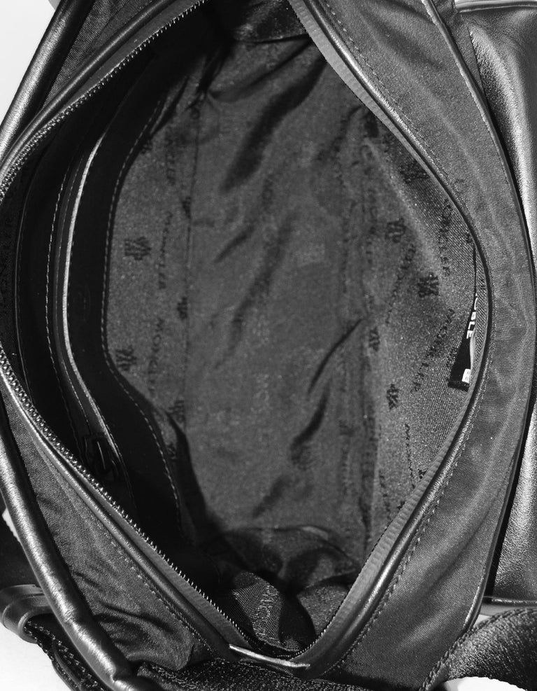 Moncler Black Nylon Leather Unisex Front Pocket Waist Pouch Belt Bag