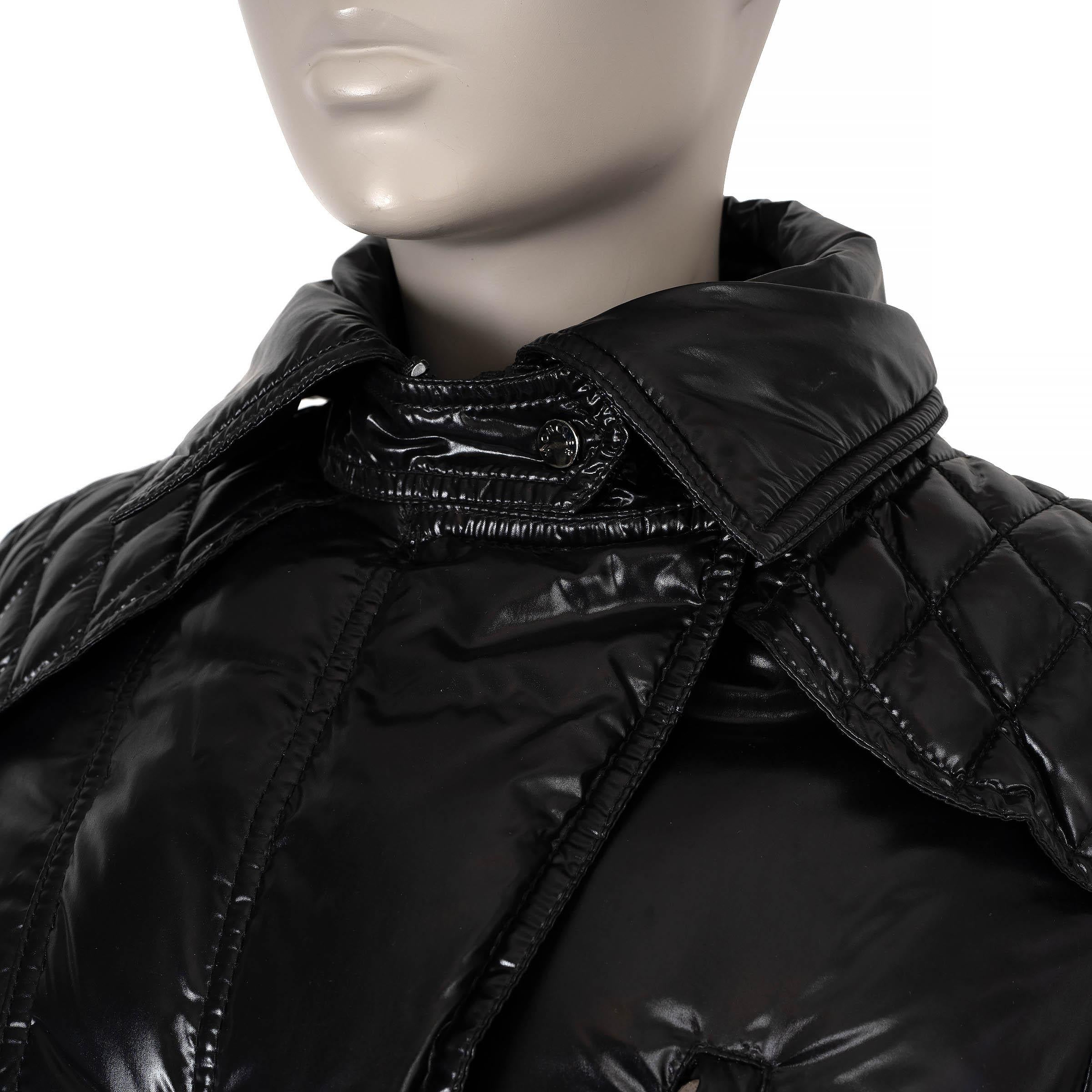 Women's MONCLER black nylon MAIL BELTED PUFFER Coat Jacket 0 XS For Sale