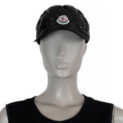 MONCLER noir nylon QUILTED BASEBALL CAP Hat 55