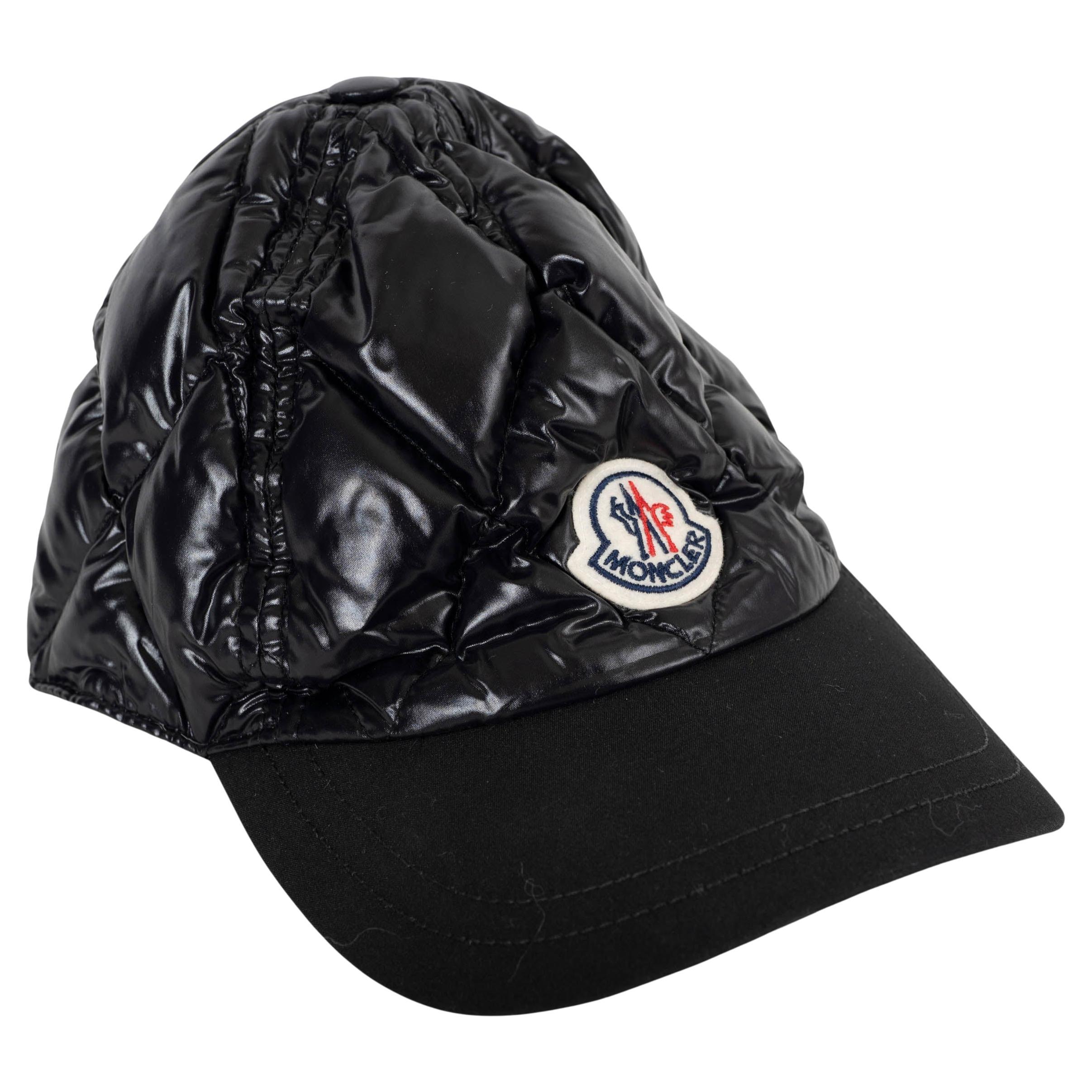 MONCLER black nylon QUILTED BASEBALL CAP Hat 55