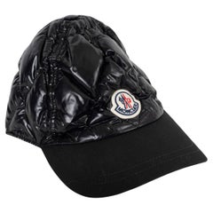 MONCLER black nylon QUILTED BASEBALL CAP Hat 55