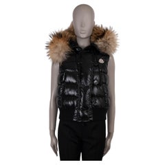 MONCLER black nylon TARN FUR TRIM Puffer Vest Jacket 2 M