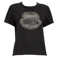 Moncler Maglietta nera con logo traforato taglia XS