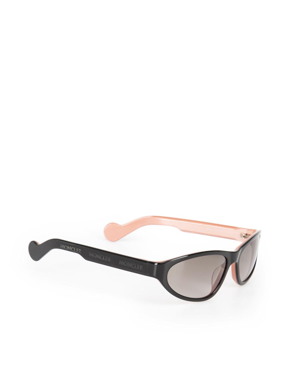 Gray Moncler Black & Pink Oval Gradient Sunglasses For Sale