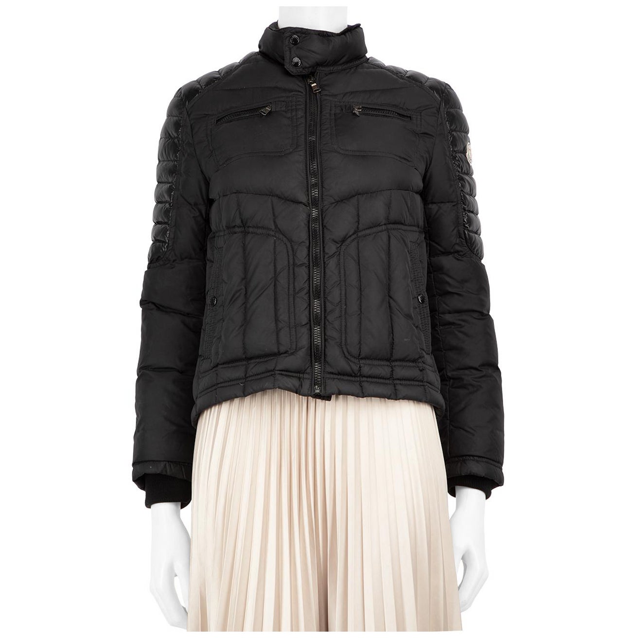 Moncler Black Pocket Detail Puffer Jacket Size XXS