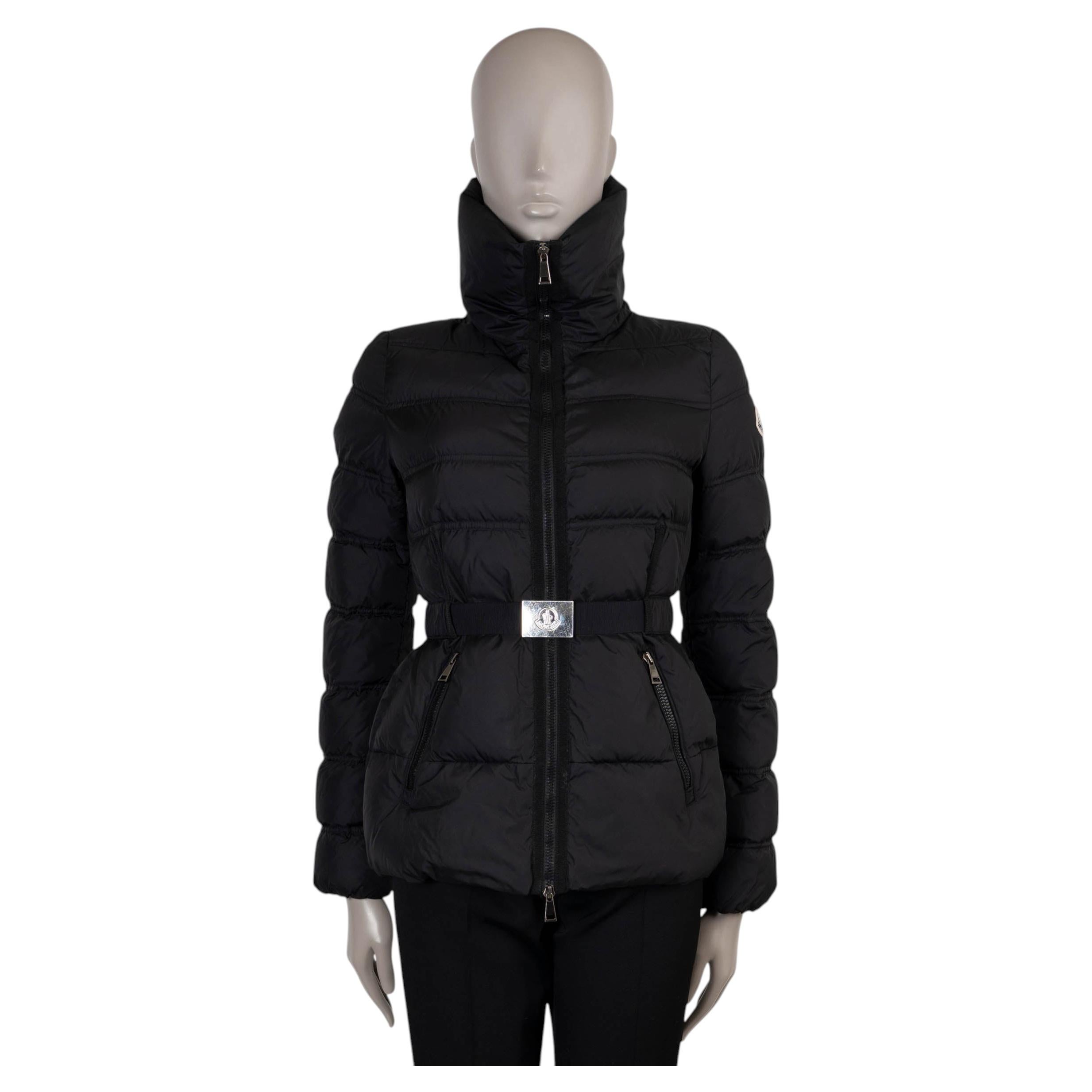 MONCLER black polyamide 2019 ALOUETTE BELTED DOWN Jacket 1 S