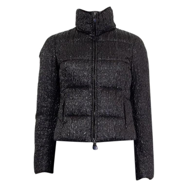 MONCLER black polyamide QUILTED CROPPED DOWN Jacket 1 XS