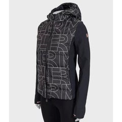 Moncler Black Printed Hooded Down Jacket Puffer Size M Lightweight