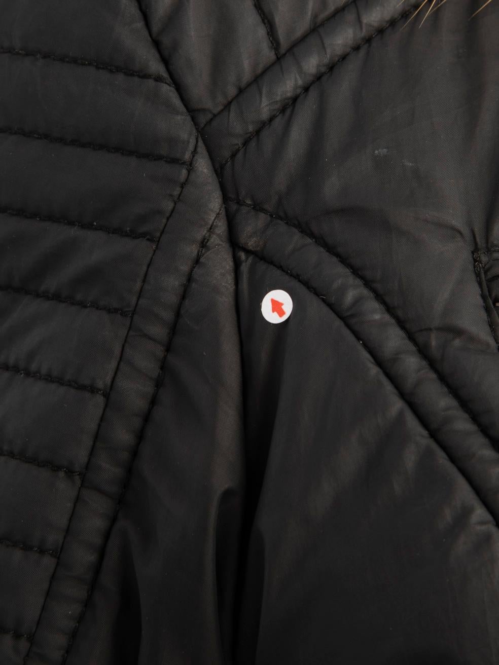 Moncler Black Quilted Biker Fur Hood Jacket Size S For Sale 2