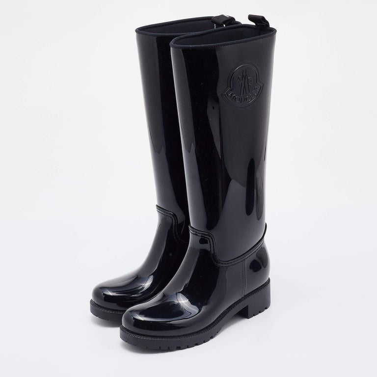 Moncler - Bottes de pluie en caoutchouc noir, taille 36 En vente sur 1stDibs
