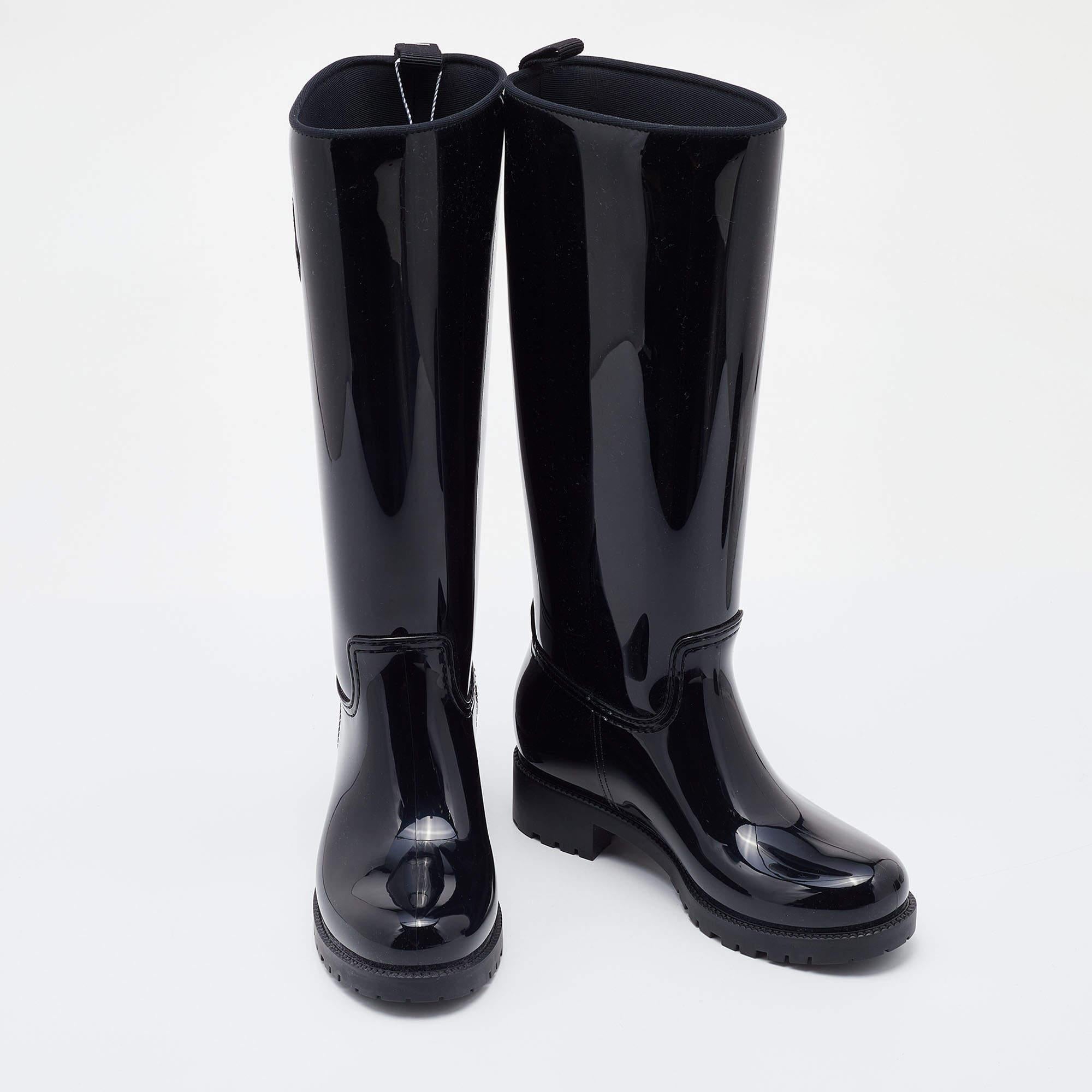 Moncler Black Rubber Ginger Rain Boots Size 36 1