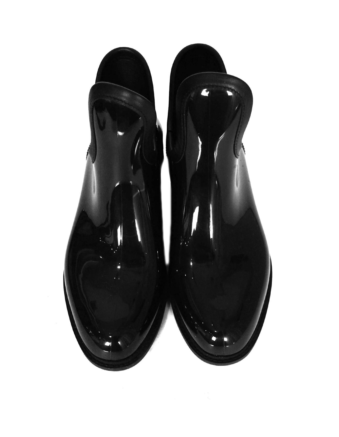 Women's Moncler Black Rubber Rain Boots with Detachable Quilted Down sz 36