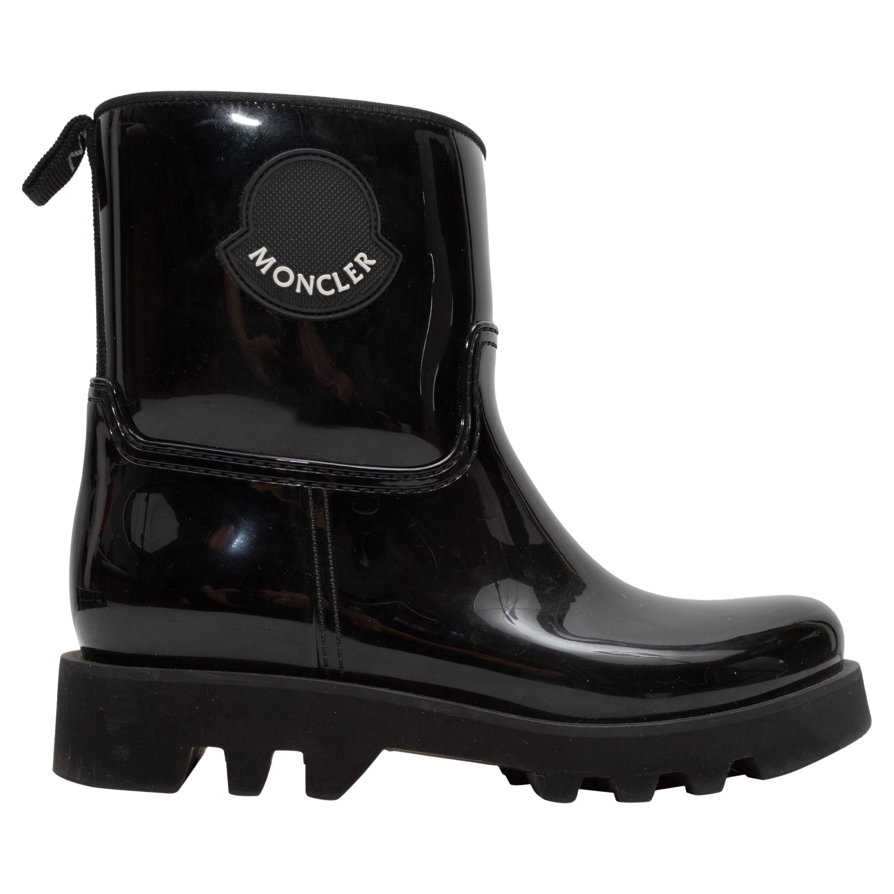 Moncler Black Short Rubber Rain Boots