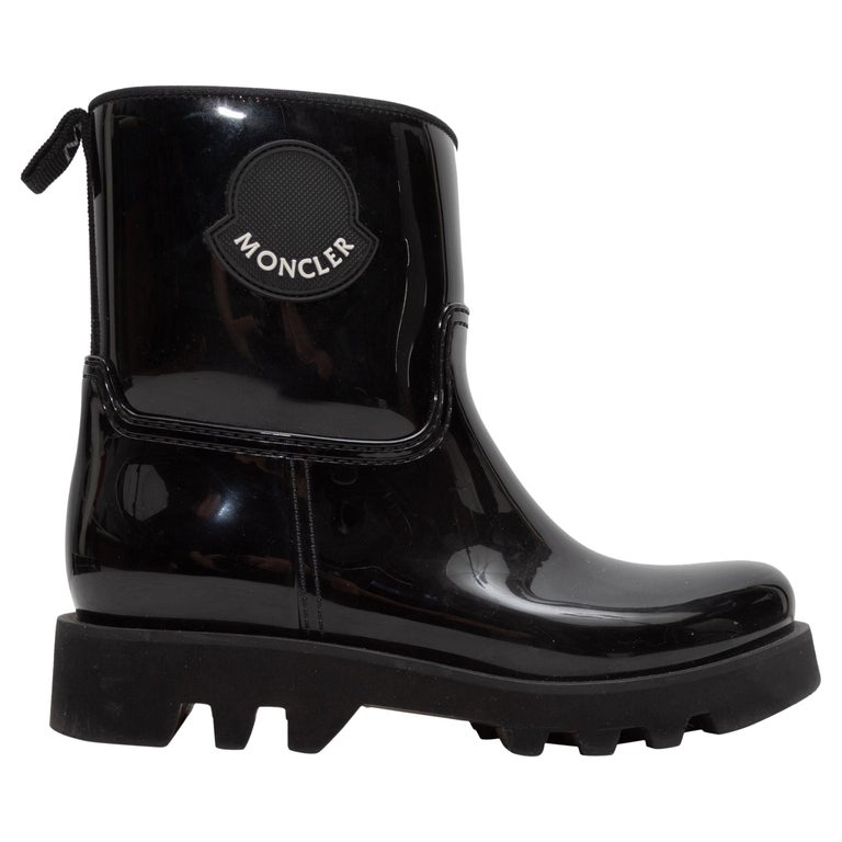 Moncler Black Short Rubber Rain Boots For Sale at 1stDibs