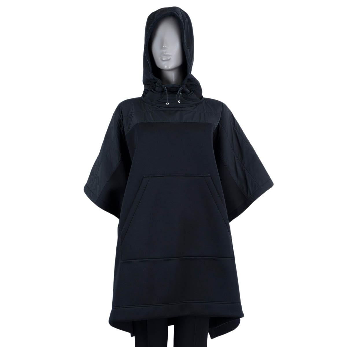 Black MONCLER black SHORT SLEEVE OVERSIZED HOODED PONCHO Jacket S For Sale