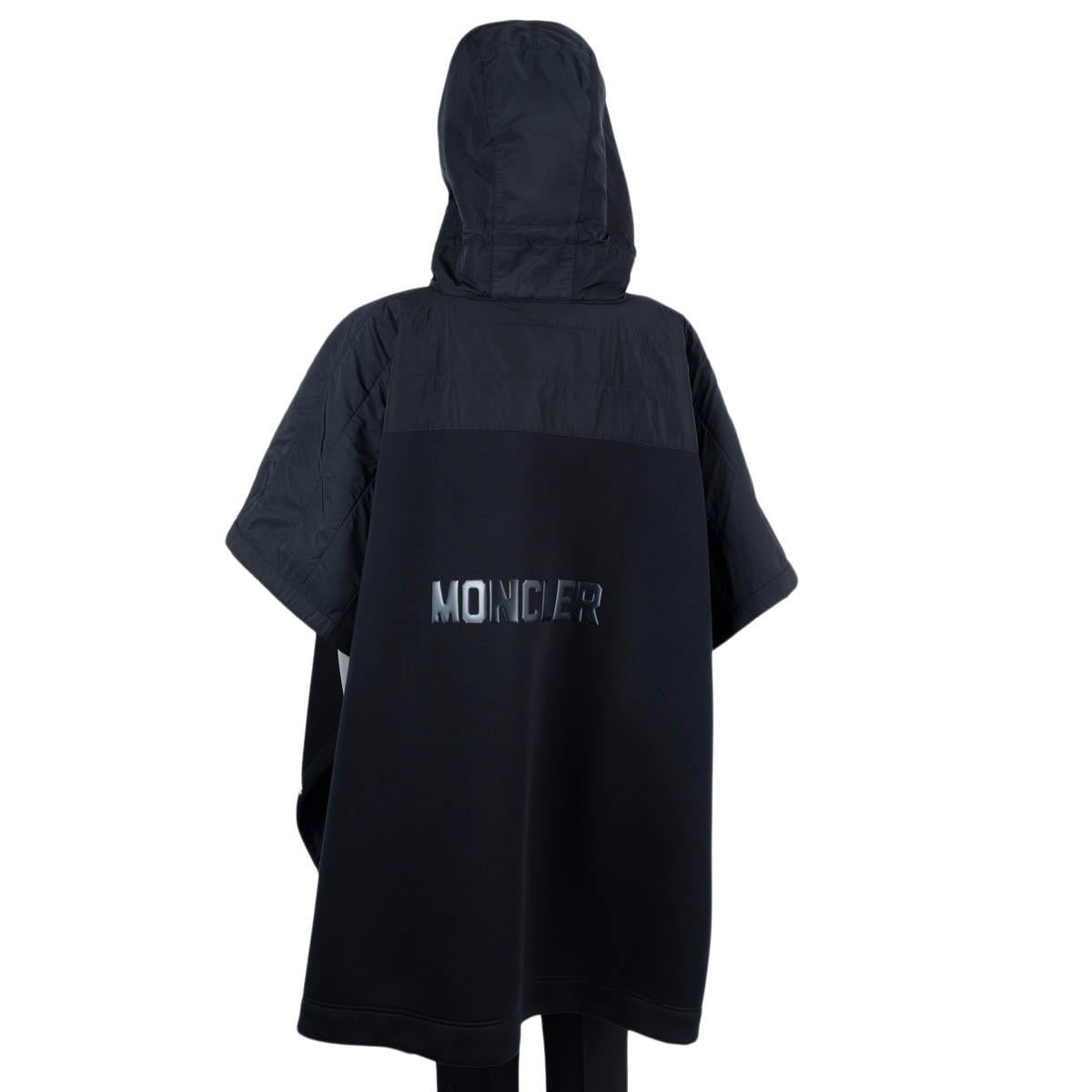 MONCLER black SHORT SLEEVE OVERSIZED HOODED PONCHO Jacket S For Sale 1