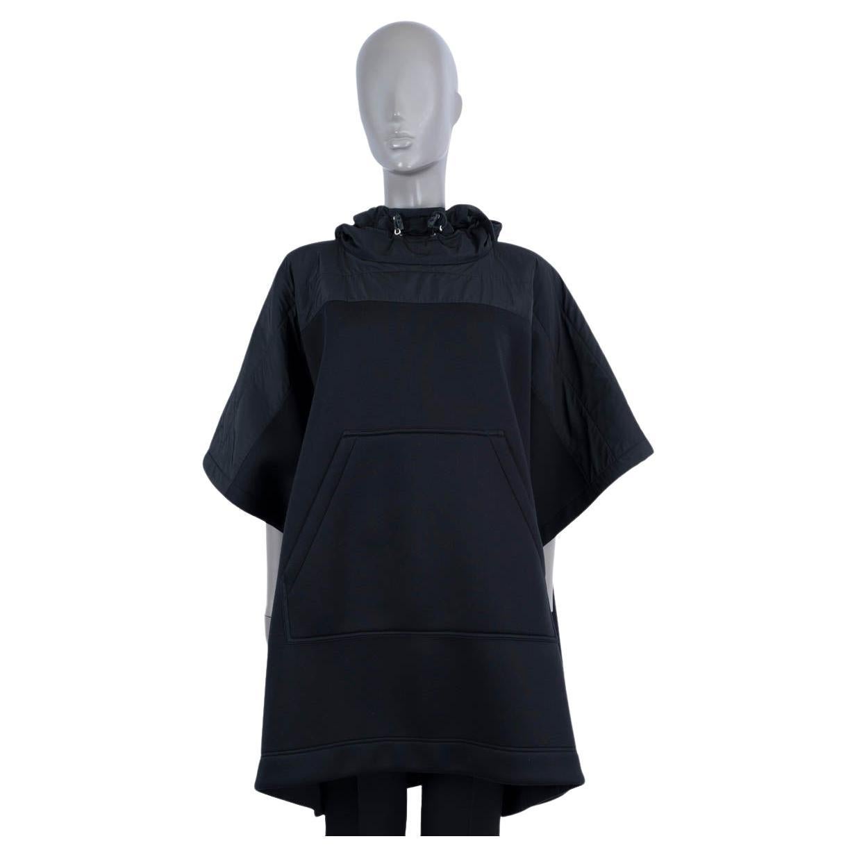 MONCLER black SHORT SLEEVE OVERSIZED HOODED PONCHO Jacket S For Sale