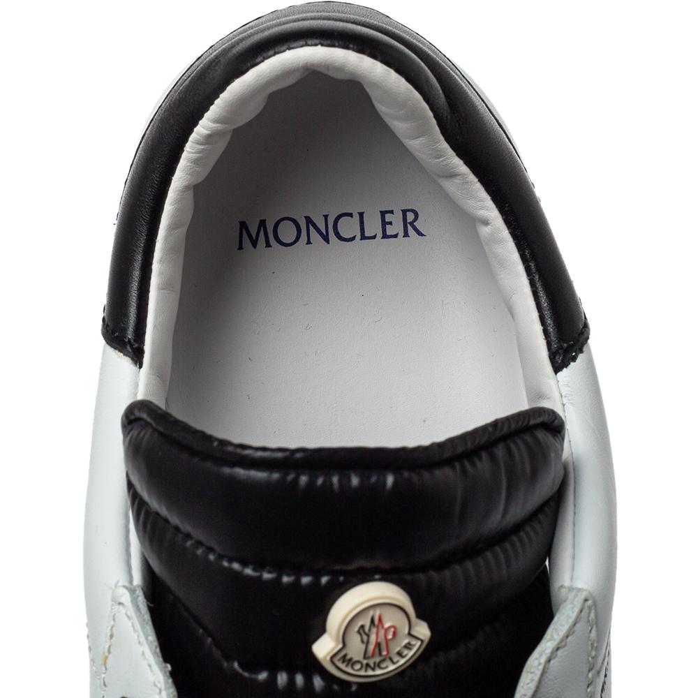 Gray Moncler Black/White Leather Low Top Sneakers Size 42