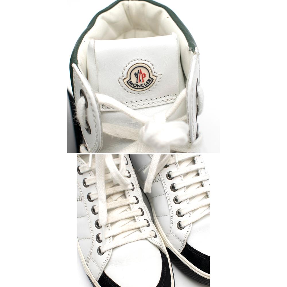 Moncler Black & White Leather & Suede High Top Sneakers - Size 40	 In Excellent Condition For Sale In London, GB