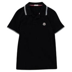 Used Moncler Black with White Striped Polo Shirt