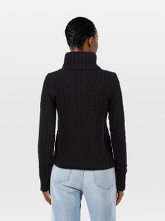Moncler Black Wool Turtleneck Logo Patch Jumper Size M