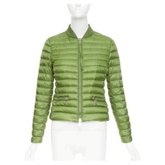 MONCLER Blen Giubotto green horizontal down quilted zip up jacket Sz.1 S