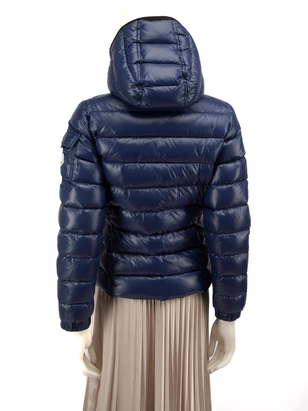 Moncler Blue Bady Hooded Down Jacket Size L In Good Condition For Sale In London, GB