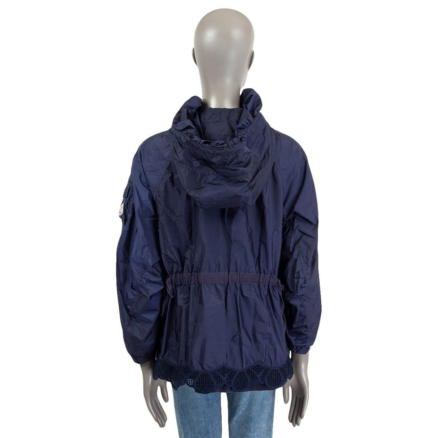 MONCLER blue BRODERIE ANGLAISE Windbreaker Jacket 2 M at 1stDibs
