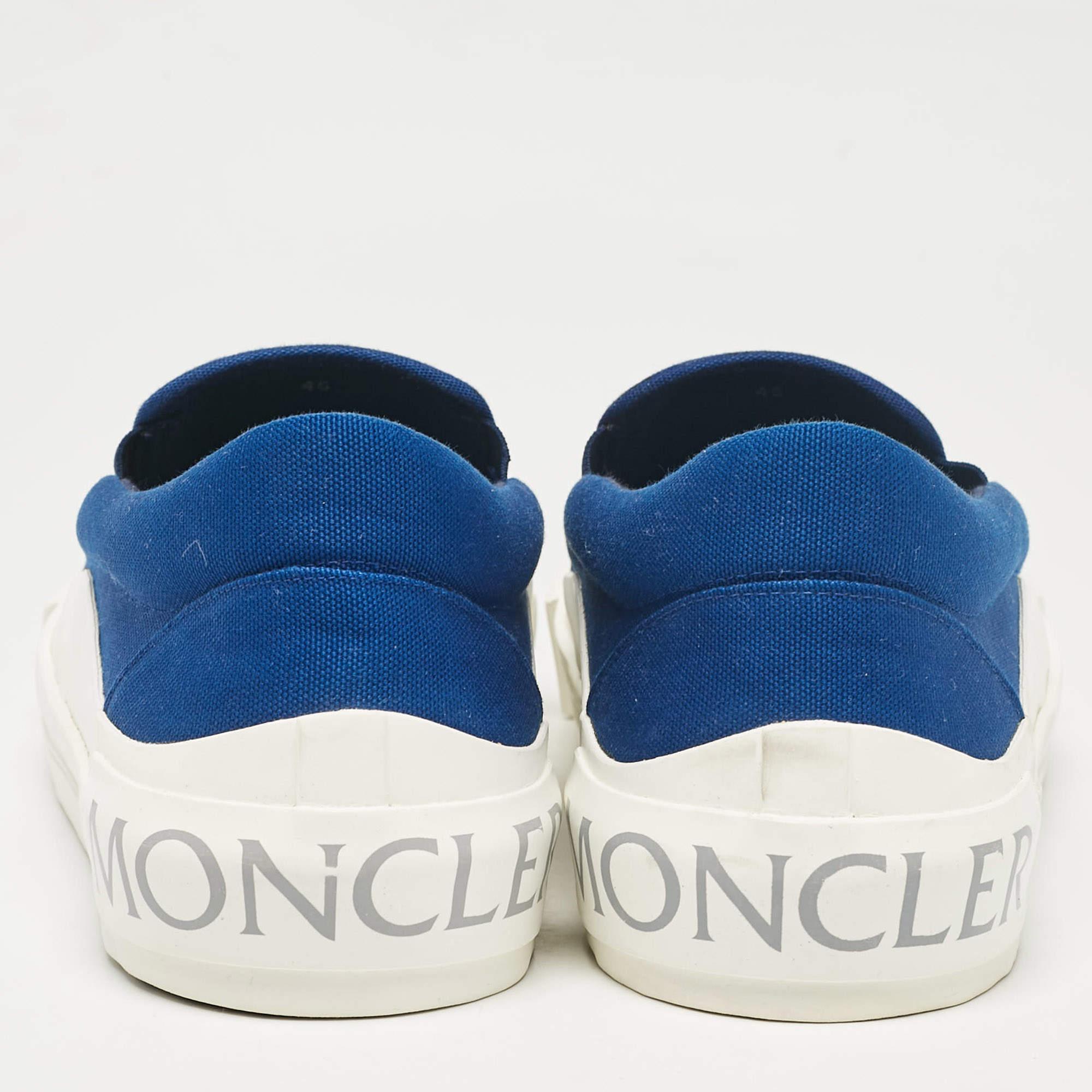 Men's Moncler Blue Denim Petit Leave No Trace Slip On Sneakers Size 45 For Sale