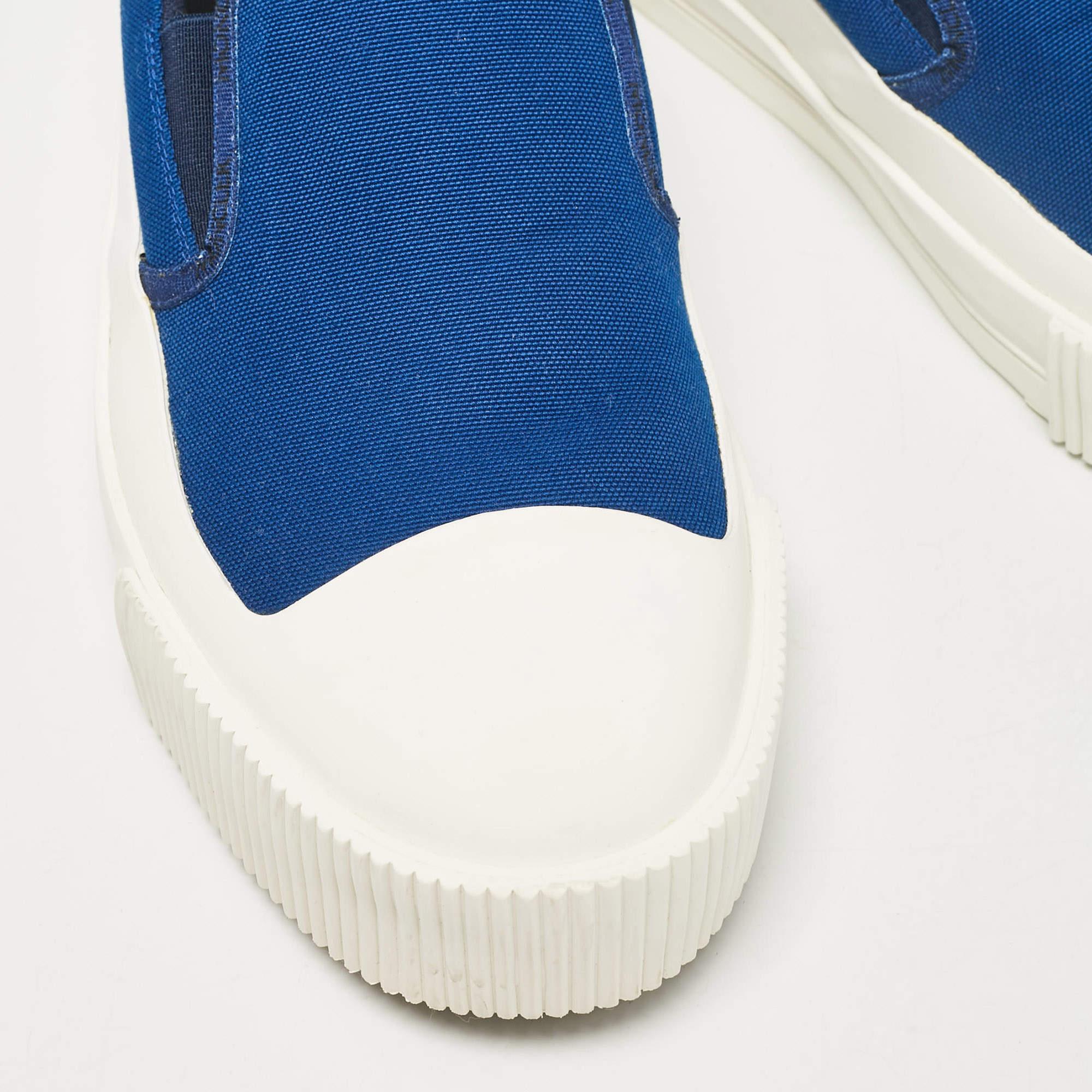 Moncler Blue Denim Petit Leave No Trace Slip On Sneakers Size 45 For Sale 2