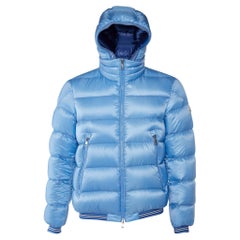 Moncler Blaue Jeanbart Kurze Daunenjacke M