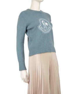 Moncler Blue Logo Print Jumper Size L