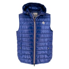 Moncler Blue Nylon Gien Quilted Down Gilet w/ Hood - Size XXXL - Size 6