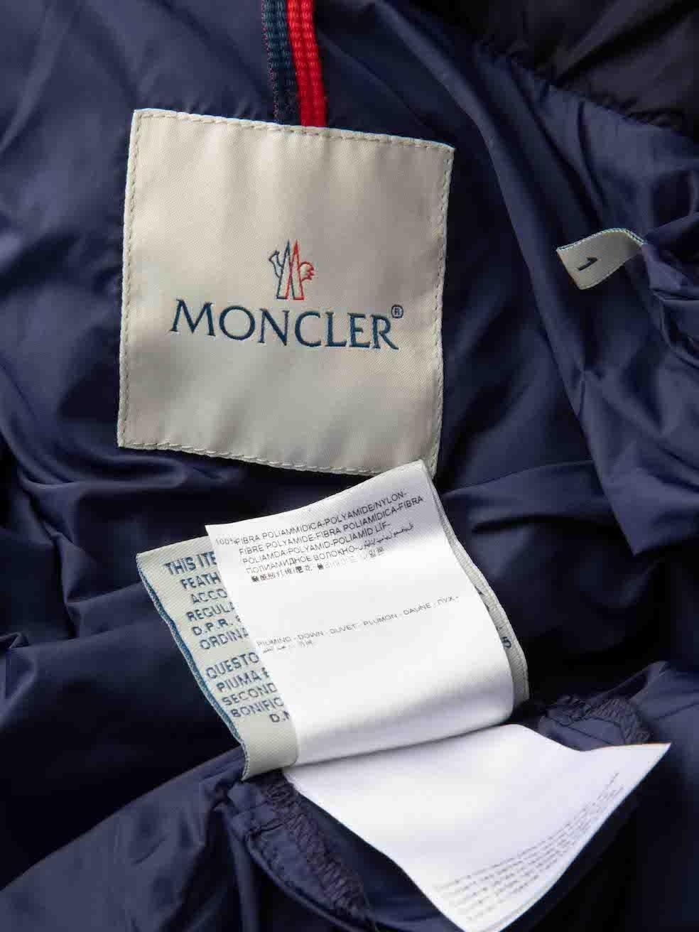 Moncler Blue Padded Mid-Length Down Coat Size XS For Sale 3
