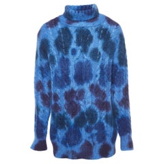 Moncler Blue Tye Dye Printed Mohair Knit Sweater XL