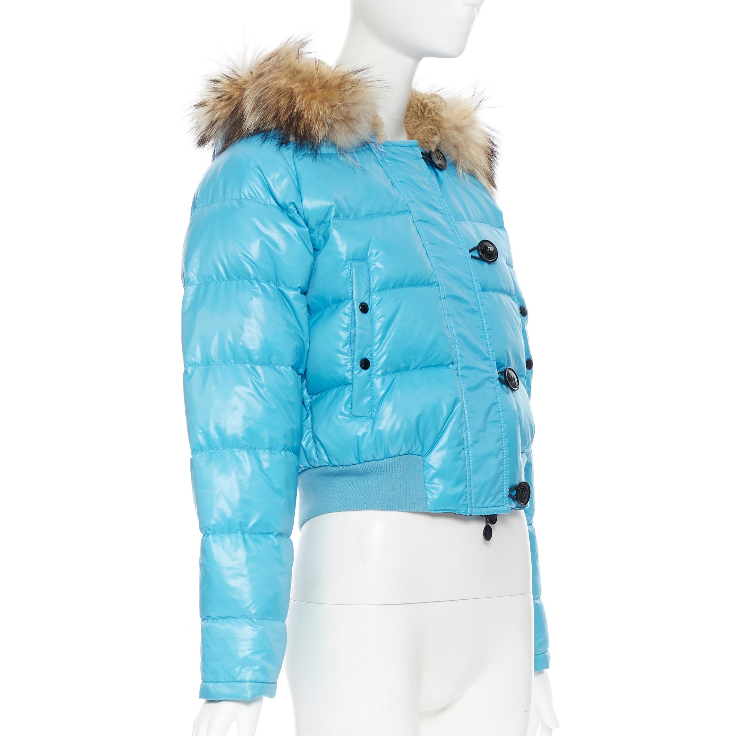 blue puffer jacket with fur