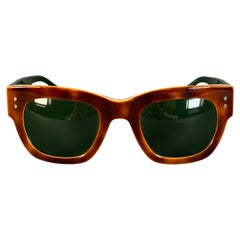 MONCLER Brown Green Tortoise Sunglasses & Eyewear