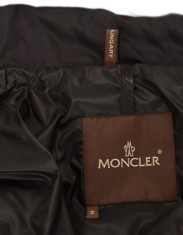 Moncler Brown Nylon Puffer Down Jacket W/ Belt Sz M For Sale at 1stDibs
