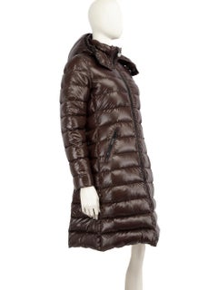 Moncler Brown Quilted Hood Down Coat Size XS
