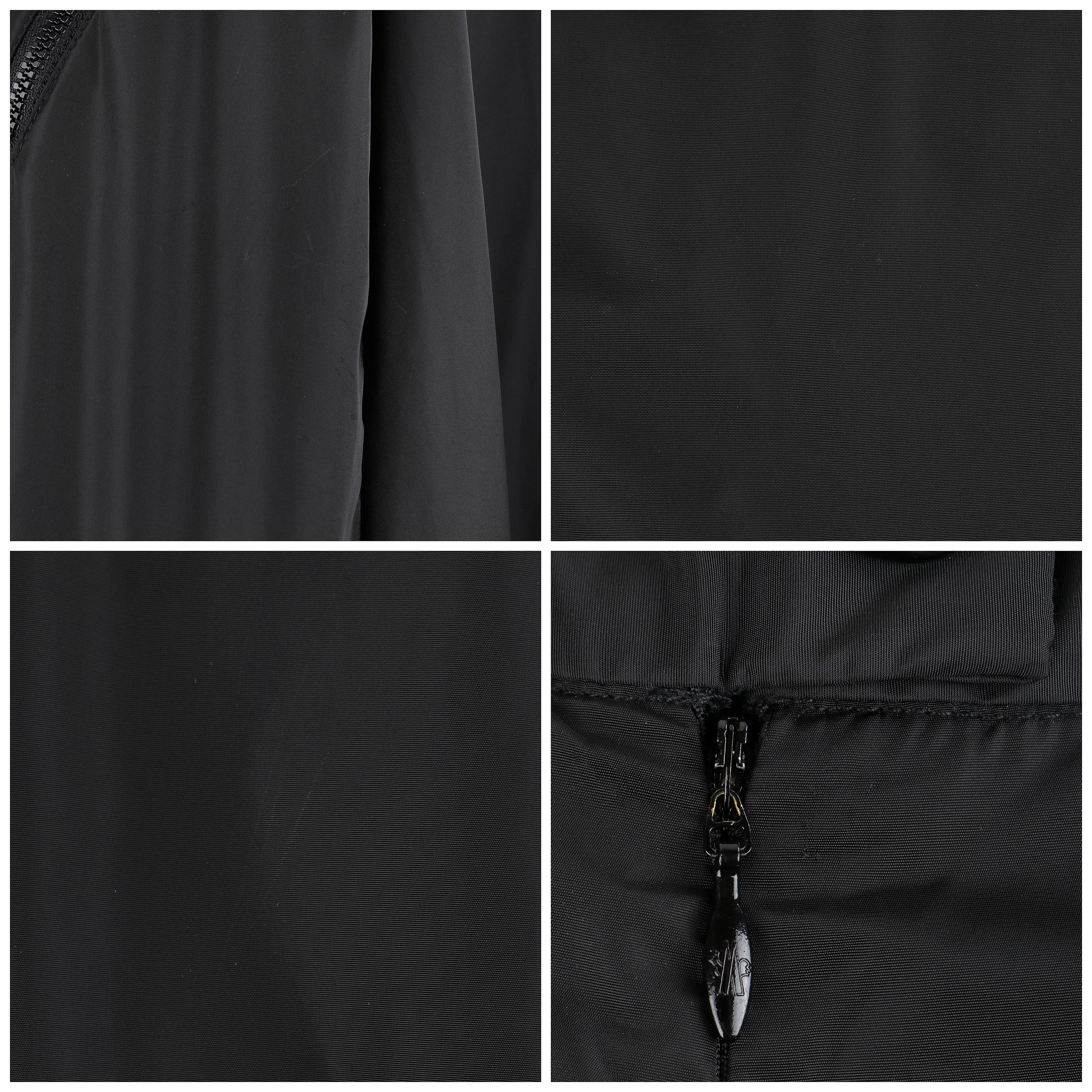 MONCLER c.2009 Nylon Black Mesh Stripe Zip Pocket Pleated Knee Length Skirt For Sale 4